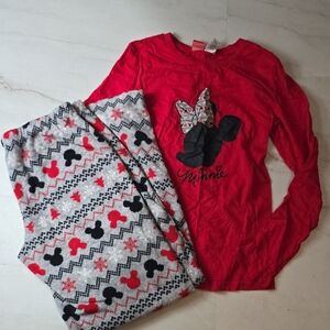 Disney Womens Christmas Minnie Mouse 2 Pc Pajama Set